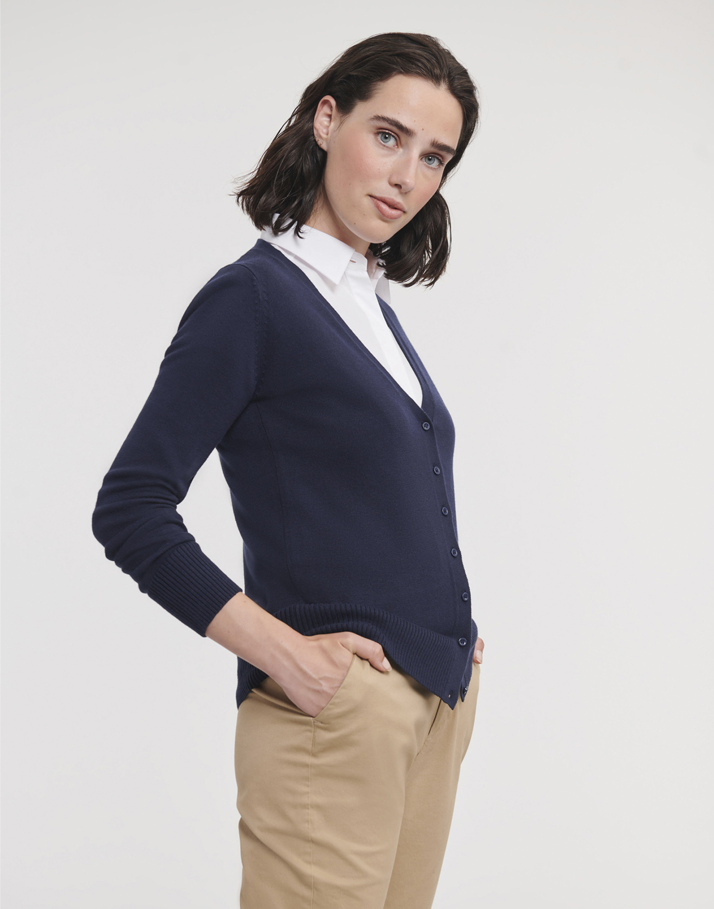 Ladies' V-Neck Knitted Cardigan 4
